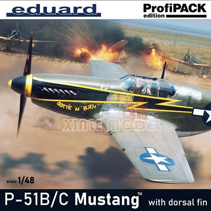 Model Kit Mustang - エドゥアード プラスチック組み立て航空機モデルキット R82108 P-51B/C マスタング ダーサルフィンスタイル