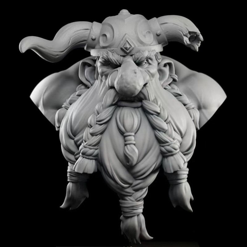 Model Kit Knight - 60mmスケール ダイキャスト樹脂製バストモデルキット 角のあるドワーフ戦士像 未塗装 ベースなし