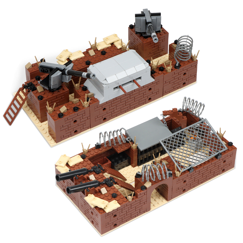 Model Kit Weapons - ホット WW2 軍事トレンチバンカー防衛基地バンカーモデル構築キットミニ陸軍武器用品銃レンガセットおもちゃギフト