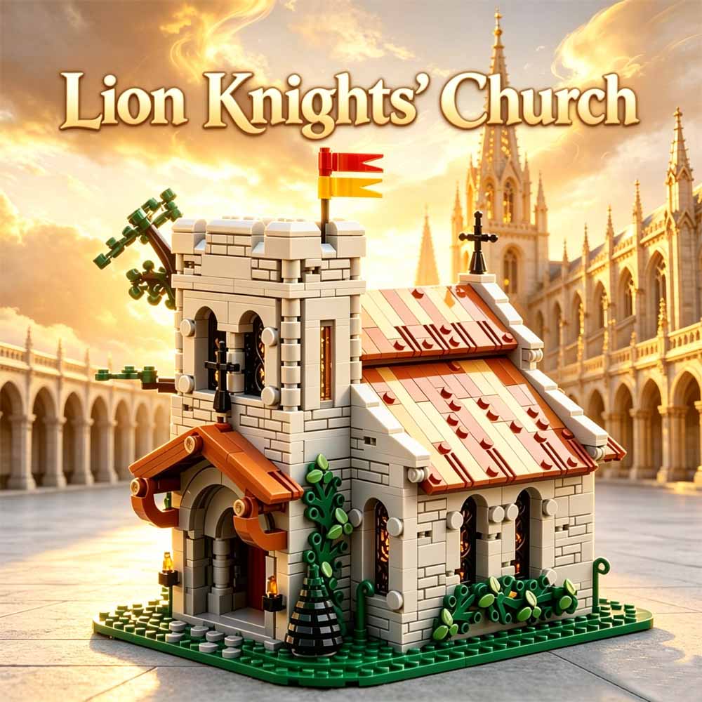 Model Kit Knight - 中世ライオン騎士団教会ビルディングブロック MOC 中世城建築モデルレンガ組み立ておもちゃ大人向けギフト