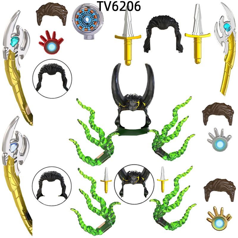 Model Kit Weapons - 子供のためのモックレンガセット,アクションフィギュア,武器,パンツ,ヘアパーツ,モデルブロック,ギフトおもちゃ,tv6206