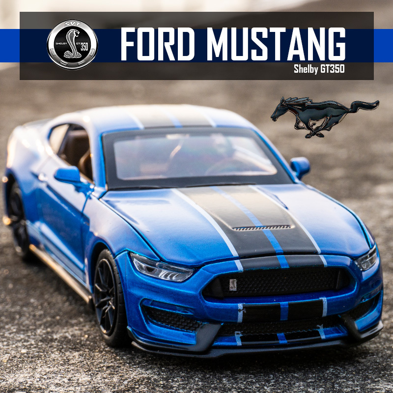 Model Kit Mustang - 子供のためのフォードマスタングシェルビーgt350高シミュレーションスーパーカー,4つのドア,1:32スケール,合金モデル,子供のおもちゃ,ギフトgt500