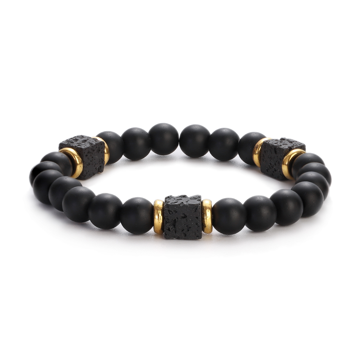 Model Kit Quick - クラシックブラックストーンブレスレット男性ジュエリー Pulseira スクエア溶岩ブレスレット Pulsera カップルブレスレット友人ジュエリー