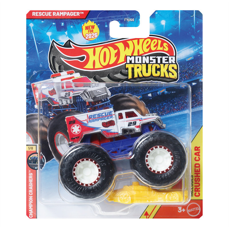 Hot Wheels Car Monster Trucks - ホットウィール カー モンスタートラック レスキューランペガー 1/64 メタルダイキャストモデルおもちゃ