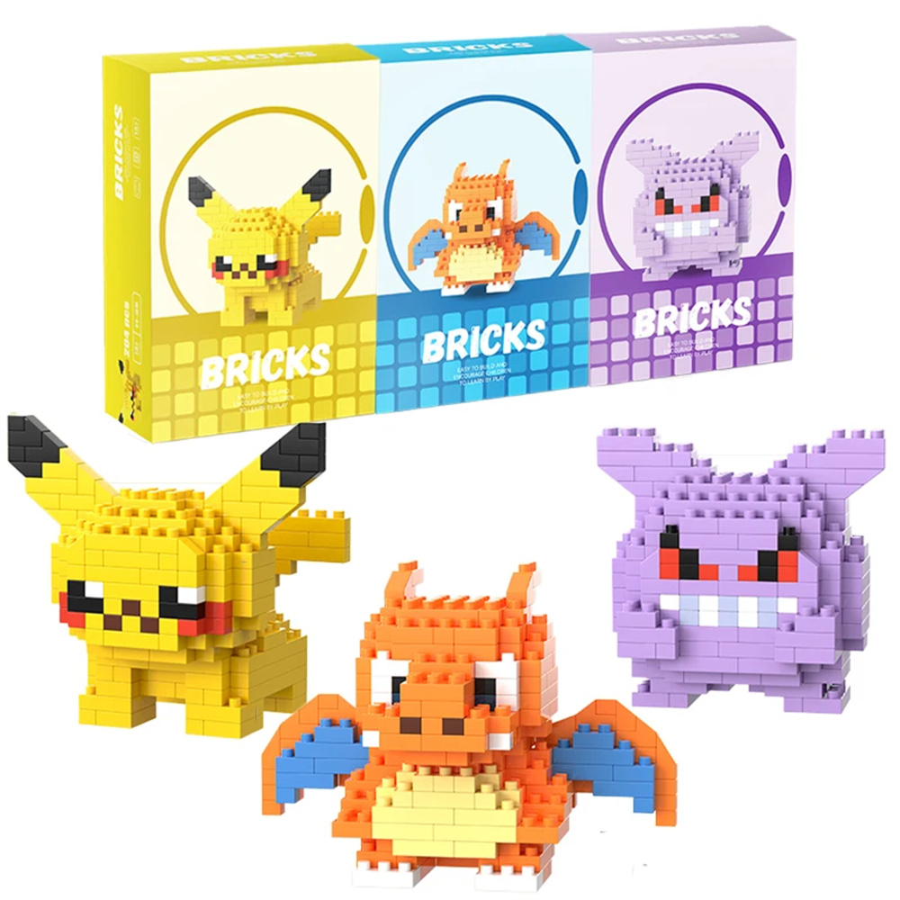 Model Kit Resin - ポケモンマイクロビルディングブロックピカチュウドラゴナイトゲンガーミニレンガモデルキットDIYおもちゃギフト子供向け