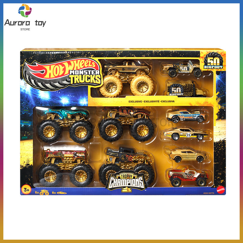 Hot Wheels Car Monster Trucks - 新しいホットウィールモンスタートラック破壊 50 周年記念セット組み立てる車モデルゴールデン収集カスタムモデル誕生日おもちゃギフト