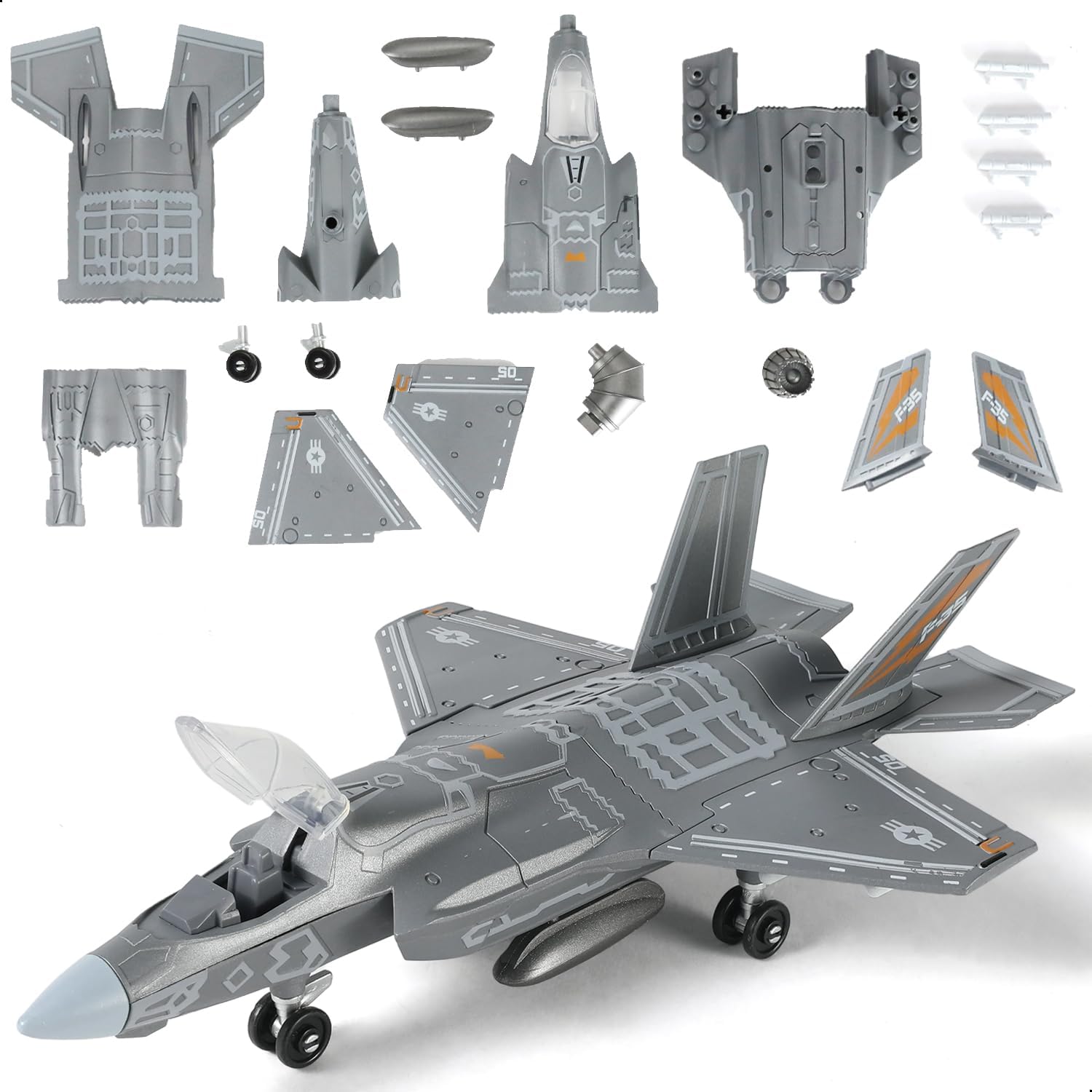 Model Kit Quick - 1:72 スケール F-35 戦闘機クイックビルドモデルキットプラスチック軍用 F35 飛行機おもちゃ組み立て航空機モデル子供用スタンド付き