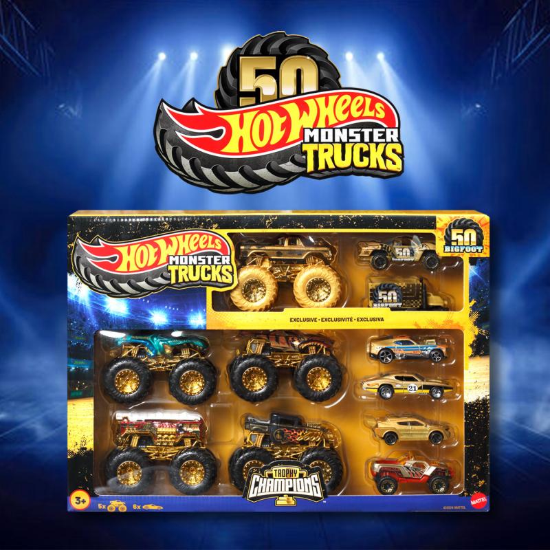 Hot Wheels Car Monster Trucks - ホットウィール モンスタートラック トロフィーチャンピオン ビッグフット 50周年記念 11台セット