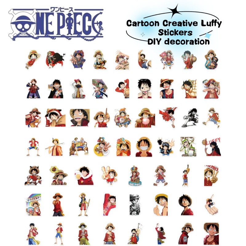 Model Kit Anime - ワンピースのアニメキャラクター、ルフィの漫画風落書きステッカー。水筒、スマホケース、荷物、DIYステッカー装飾に。