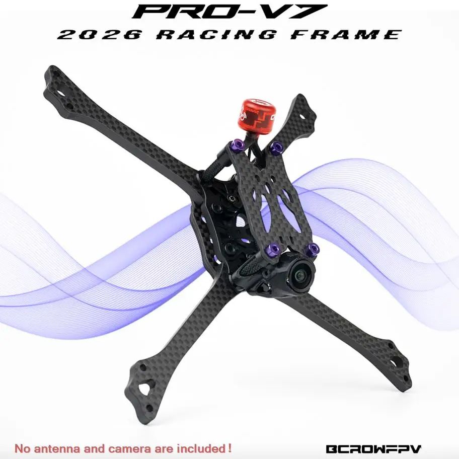 Frame Model Kit - BCROWFPV PRO-V7 レーシングドローンフレームキット 2026年新型、カーボンファイバーFPVクアッドコプターフレーム（5インチDIYドローン用）