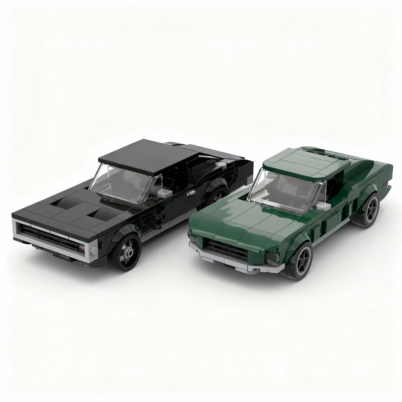 Model Kit Mustang - 583ピース MOCシティチャンピオンズ スーパーカー ブリット ダブルパック 68チャージャー