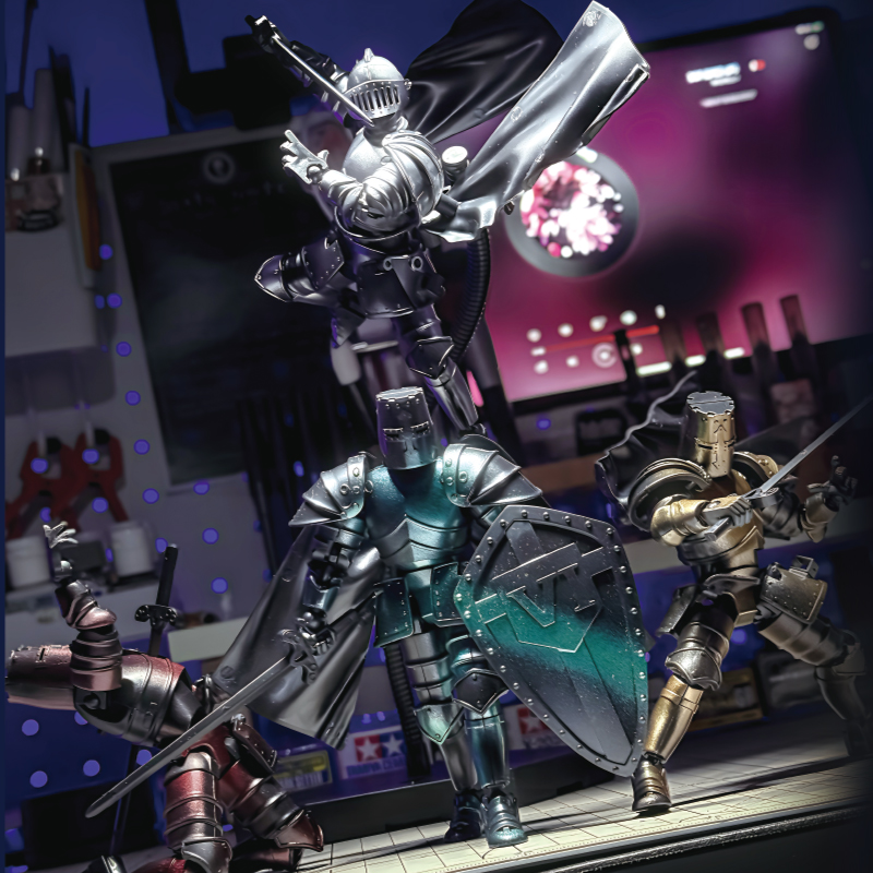Model Kit Knight - 中世騎士多関節可動DIYアクションフィギュア武器戦士ロボット剣盾組み立ておもちゃホリデーギフト