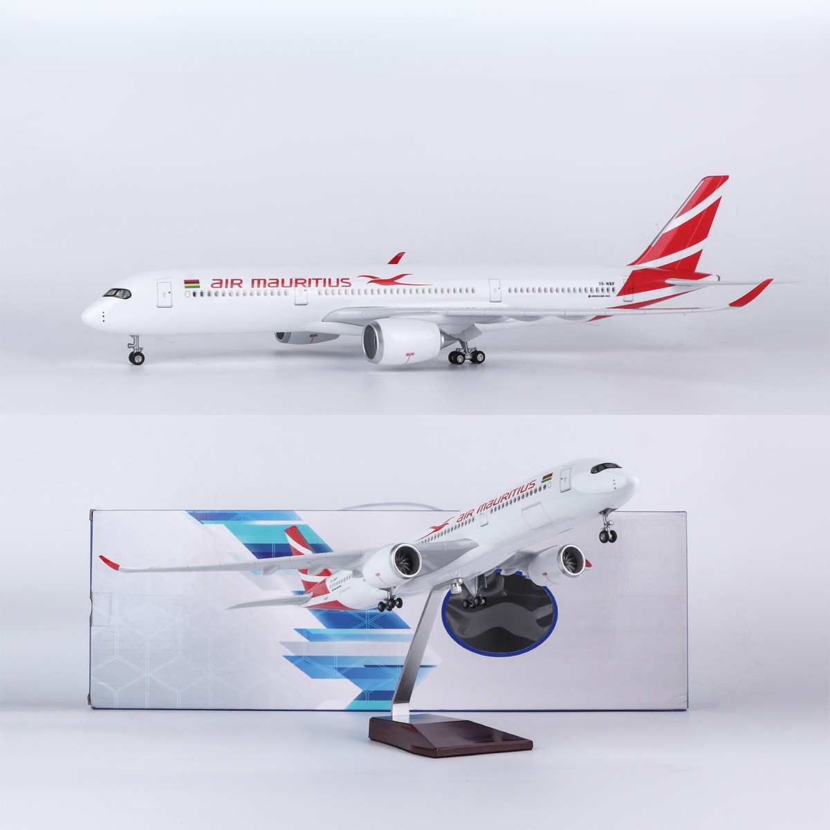 Model Kit Resin - 47 センチメートルモーリシャス A350 モデル航空機着陸装置ホイール付き樹脂ダイキャストマシン収集モデル構築キット飛行機のおもちゃ