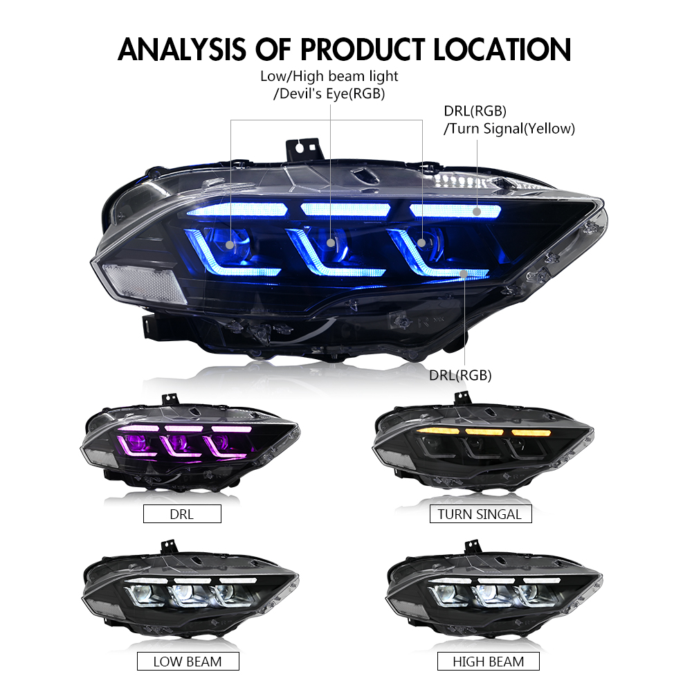 DRL デビルズアイ プロジェクターレンズ LED ヘッドラ - Model Kit Mustang のレビューと価格
