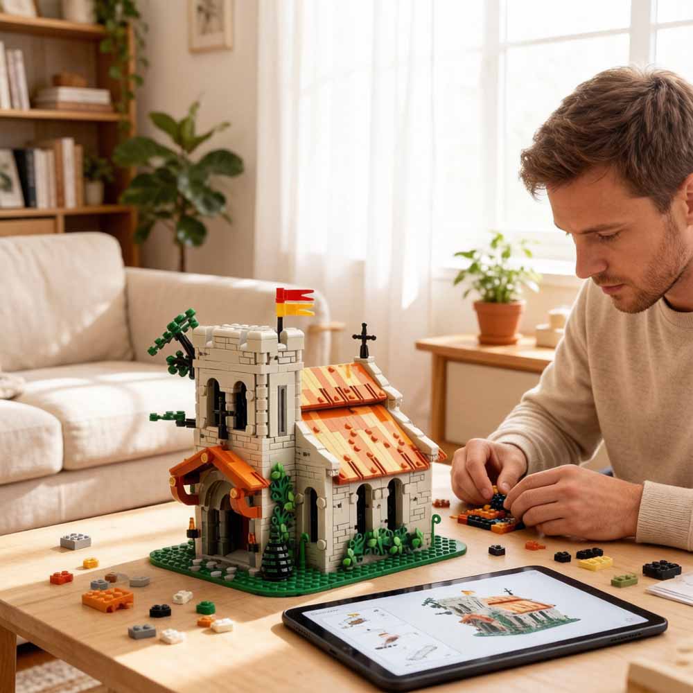 中世ライオン騎士団教会ビルディングブロック MOC 中世城建 - Model Kit Knight のレビューと価格