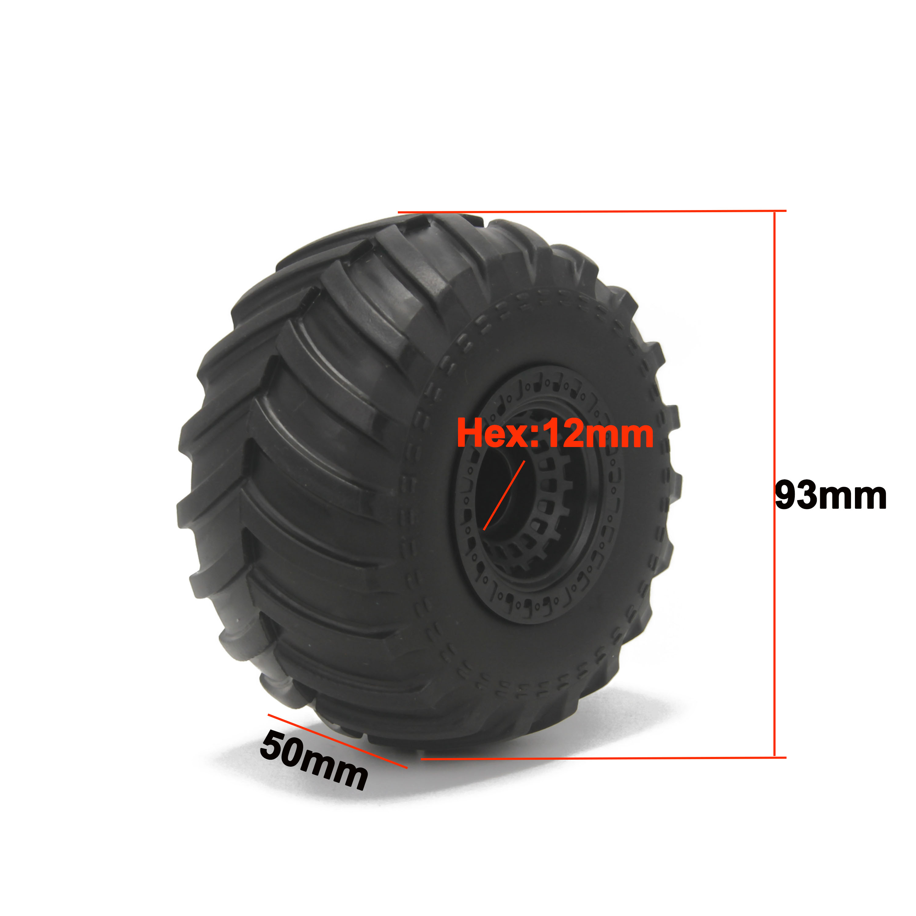 93mm 1/14 RCカー用ラバータイヤホイールタイヤ 1 - Hot Wheels Car Monster Trucks のレビューと価格
