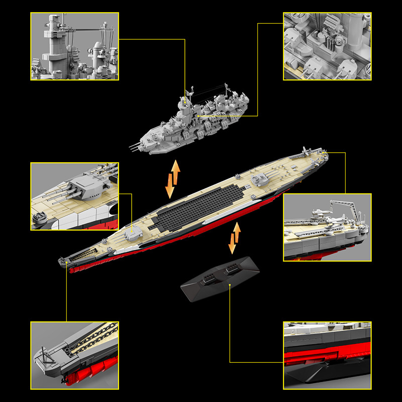 ミリタリー 1:300 USS ミズーリ ビルディングブロッ - Model Kit Uss Missouri のレビューと価格