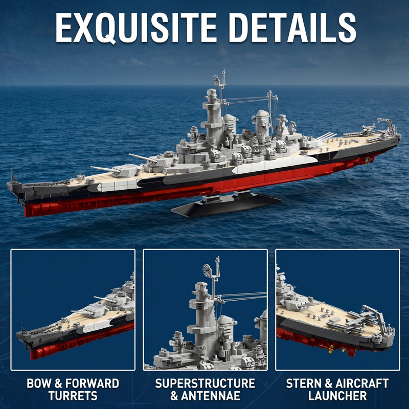 2568ピース USSミズーリ戦艦 組み立てブロックセット  - Model Kit Uss Missouri のレビューと価格